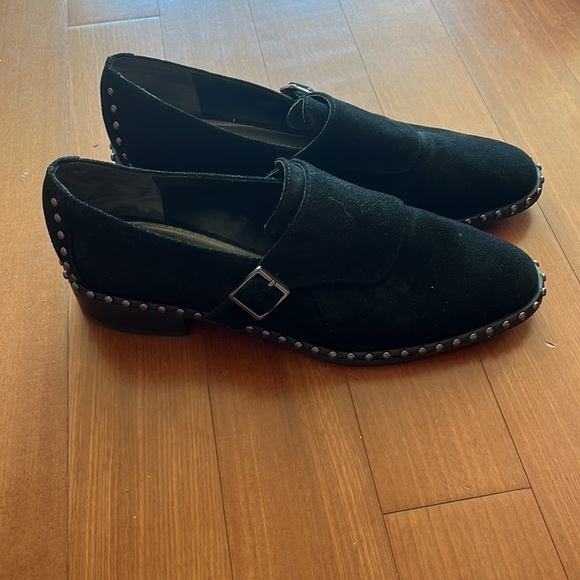 Adrianna Papell Studded Black Suede Loafers - Picture 2 of 7